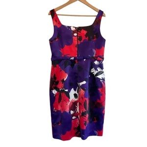 Floral Sleeveless Dress - Red and Purple